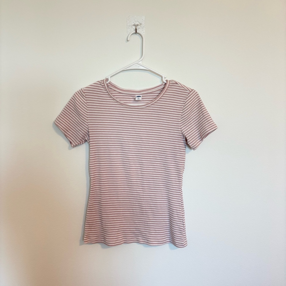 Old Navy Pink Striped Baby Tee Size S